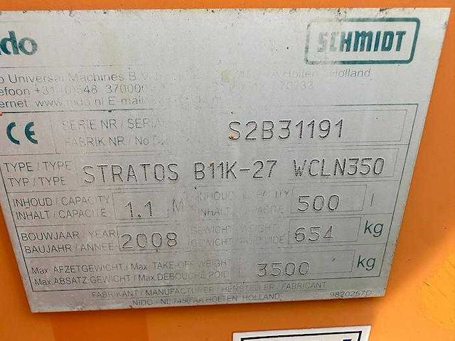 2008 nido stratos b11k-27 wcln350 salt spreader - afbeelding 6 van  6