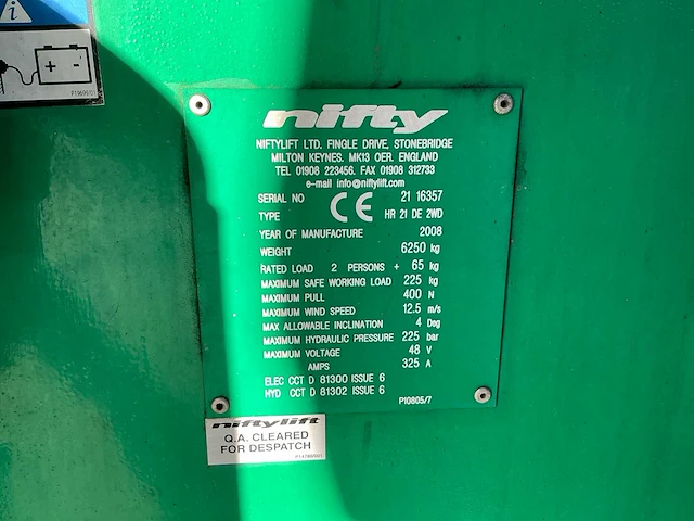 2008 nifty hr21 knik telescoop hoogwerker - afbeelding 25 van  35