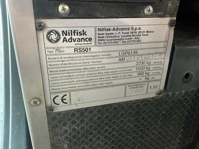 2008 nilfisk rs501 zelfrijdende veegmachine - afbeelding 21 van  28