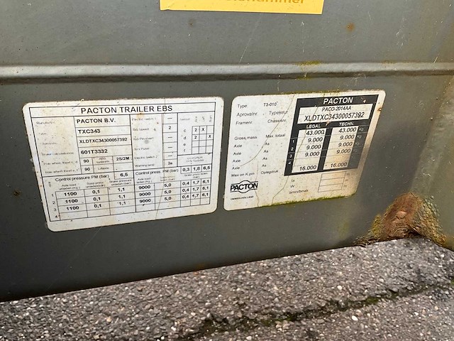 2008 pacton txc343 container chassis ok-68-hs - afbeelding 16 van  24