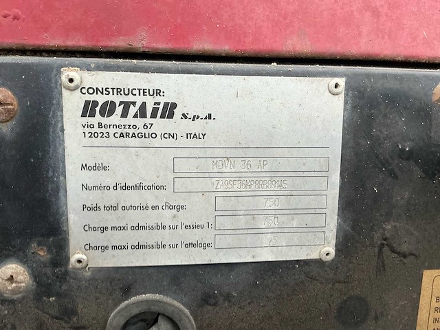 2008 rotair s.p.a. mdvn 36 ap - mobiele dieselcompressor - afbeelding 11 van  19