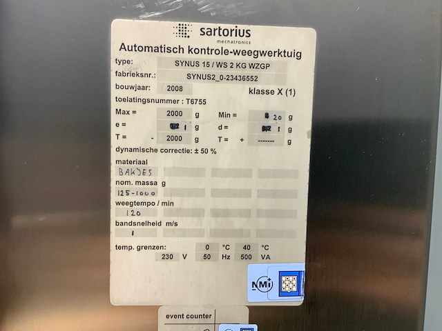 2008 sartorius synus 15 checkweigher met metaaldetectie - afbeelding 8 van  8
