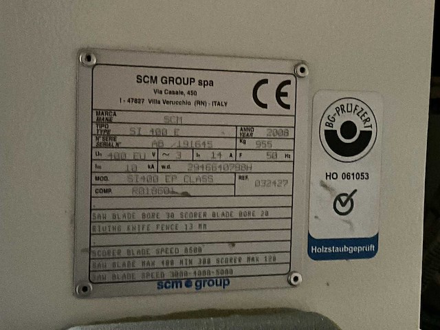 2008 scm si 400 ep class formaatcirkelzaagmachine - afbeelding 7 van  15