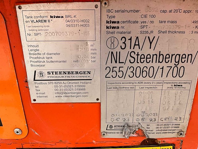 2008 steenbergen cie100 brandstof opslagtank - afbeelding 7 van  15