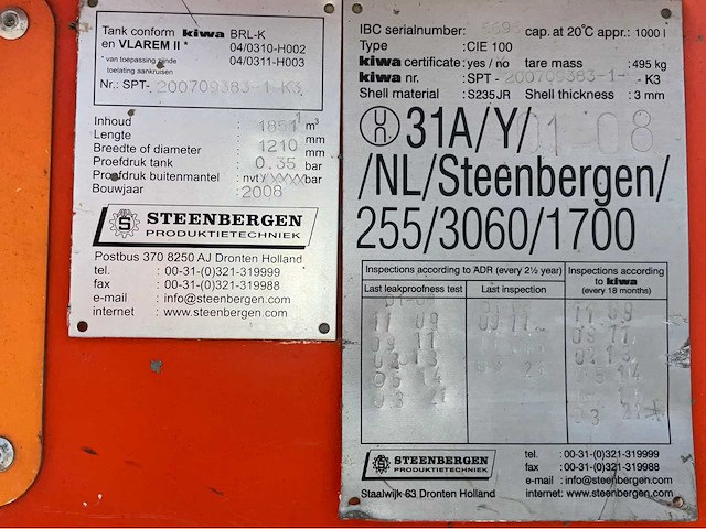 2008 steenbergen cie300 brandstof opslagtank - afbeelding 7 van  7