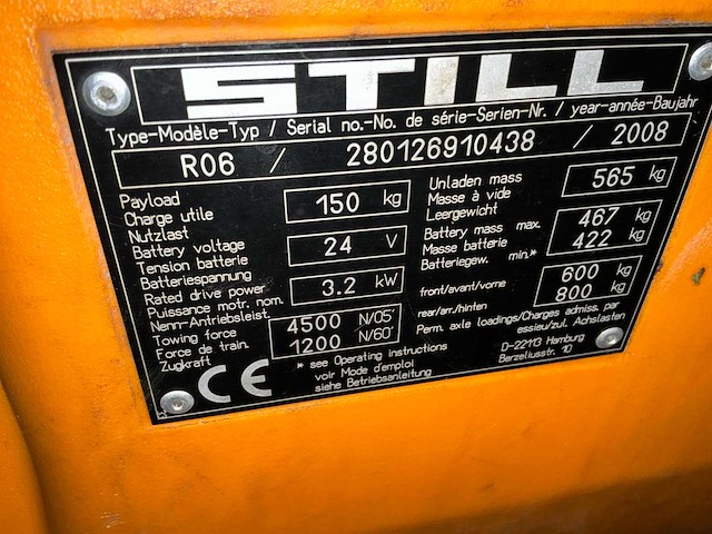 2008 still r06 industriële elektrische trekker - afbeelding 8 van  19
