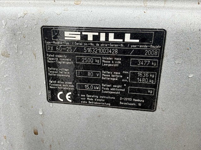 2008 still rx 60-25 vorkheftruck - afbeelding 2 van  21