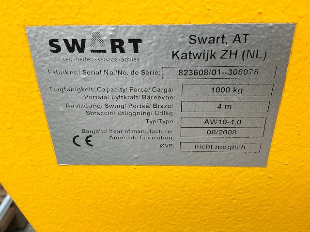 2008 swart aw10-4,0 zwenkarmkraan - afbeelding 11 van  12