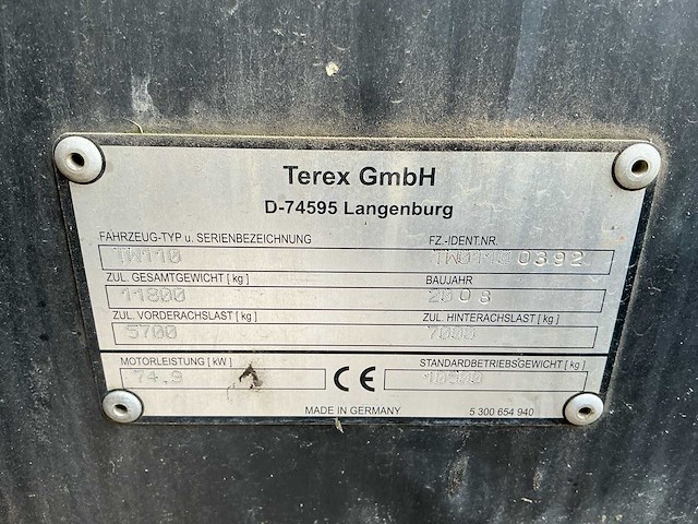 2008 terex tw110 banden graafmachine - afbeelding 46 van  50