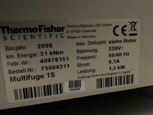 2008 thermo scientific heraeus multifuge 1s tafel centrifuge - afbeelding 5 van  6