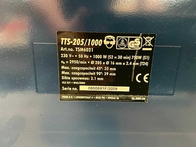 2008 topcraft tsm6021 tegelzaagmachine - afbeelding 3 van  3