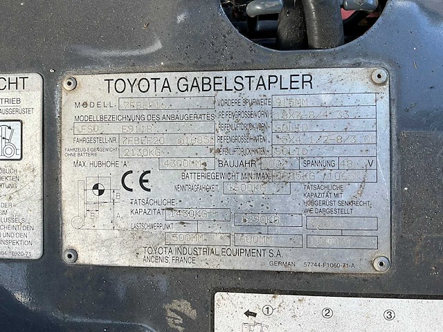 2008 toyota 7fbef16 vorkheftruck - afbeelding 15 van  22