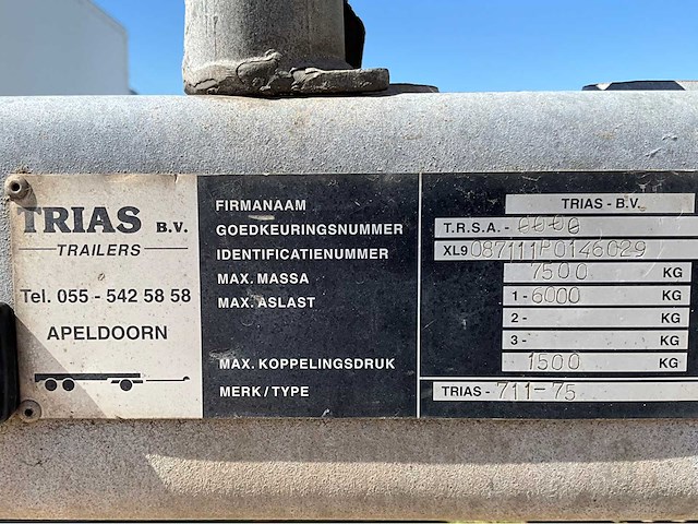 2008 trias 711-75 autotransport oplegger - afbeelding 11 van  19