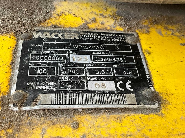2008 wacker wp154aw trilplaat - afbeelding 4 van  4