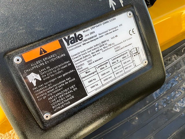 2008 yale erp16atf (swb) e2380 vorkheftruck - afbeelding 26 van  32