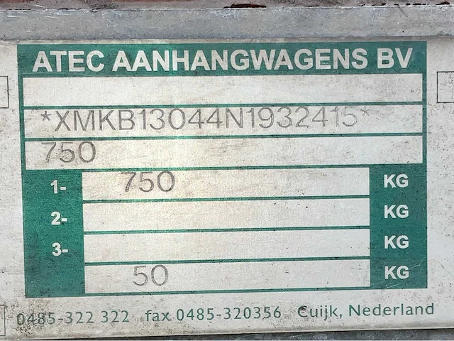 2009 atec eo1300 b huif aanhangwagen - afbeelding 8 van  16