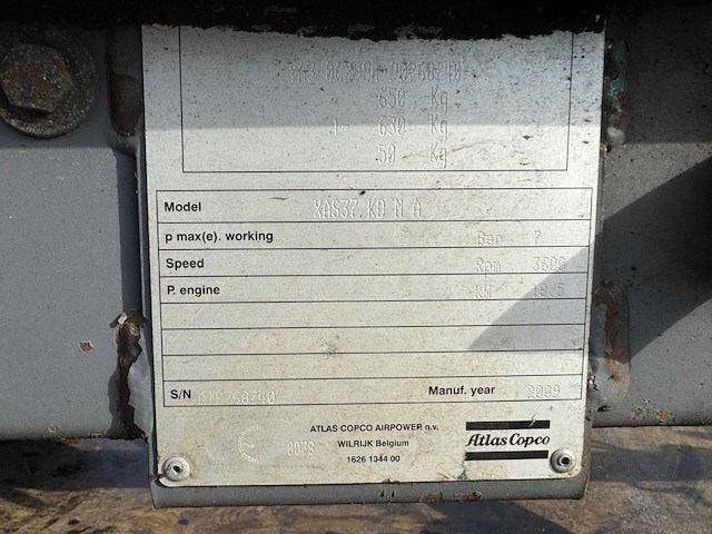 2009 atlas copco xas 37 hogedrukcompressor aanhanger - afbeelding 1 van  2