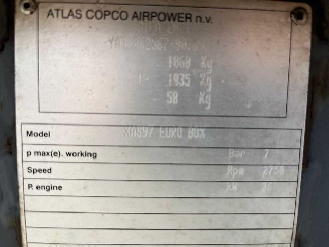 2009 atlas copco xas 97 euro box luchtcompressor - afbeelding 7 van  16