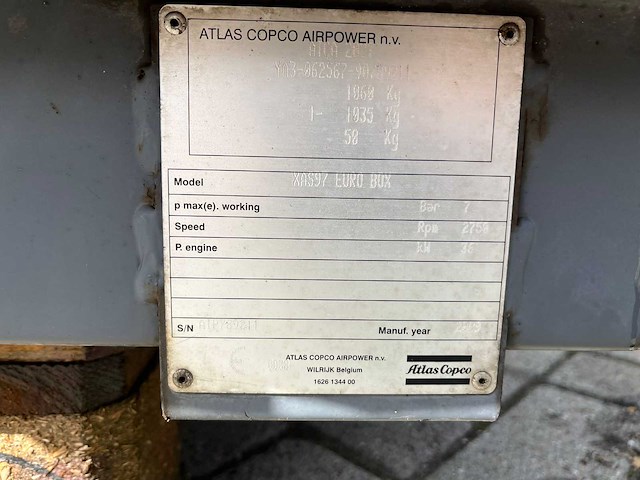 2009 atlas copco xas 97 euro box luchtcompressor - afbeelding 8 van  16