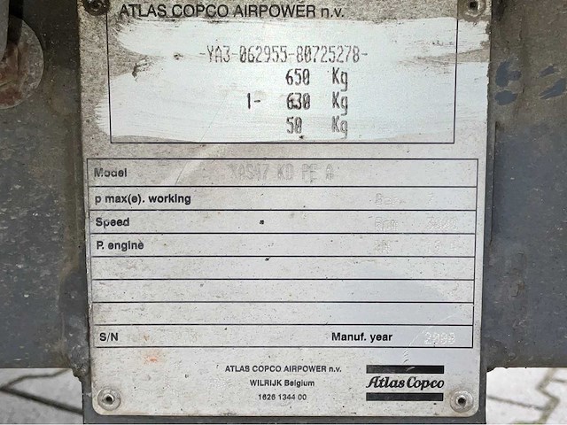 2009 atlas copco xas47 kd pe a compressor aanhangwagen - afbeelding 14 van  21