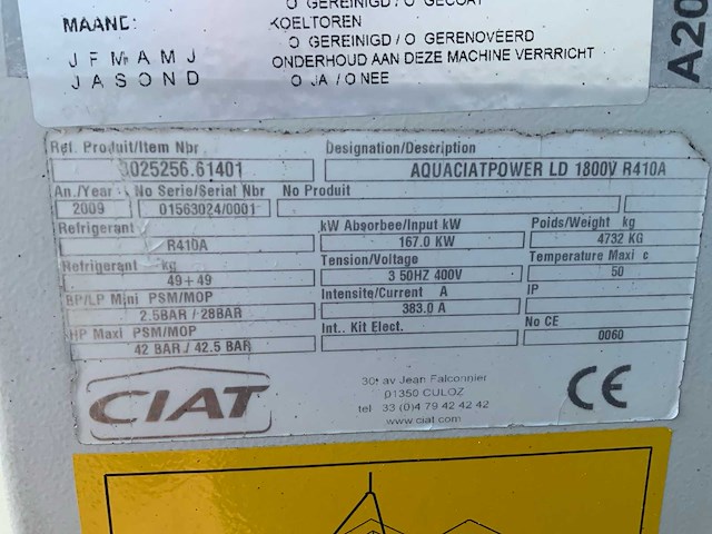2009 ciat aquaciatpower ld 1800v chiller - afbeelding 7 van  8