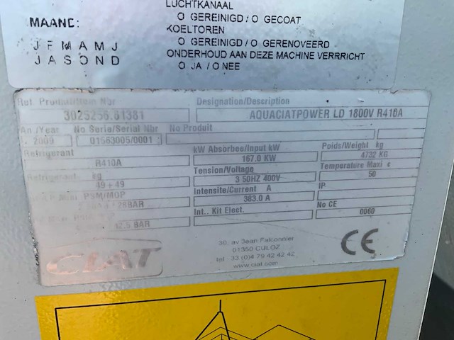 2009 ciat aquaciatpower ld 1800v chiller - afbeelding 7 van  8