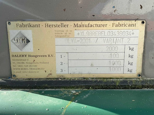 2009 dalery rebel 2 aanhangwagen - afbeelding 13 van  15