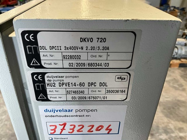 2009 duijvelaar hu2 dpve14-60 dpc dol hydrofoorpomp/drukverhogingsinstallatie - afbeelding 6 van  8