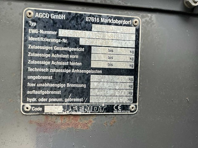 2009 fendt 312 vario tms vierwielaangedreven landbouwtractor - afbeelding 19 van  26