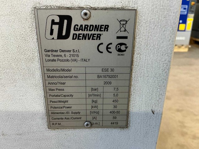 2009 gardner denver ese 30 schroefcompressor - afbeelding 8 van  16