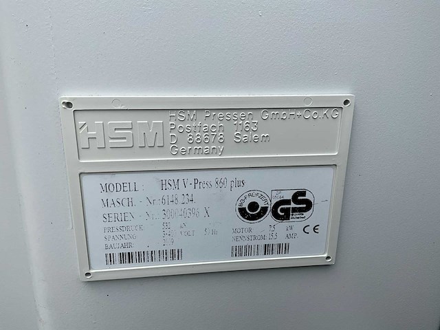 2009 hsm v-press 860 plus afvalpers / kartonpers verticale balenpers - afbeelding 15 van  22