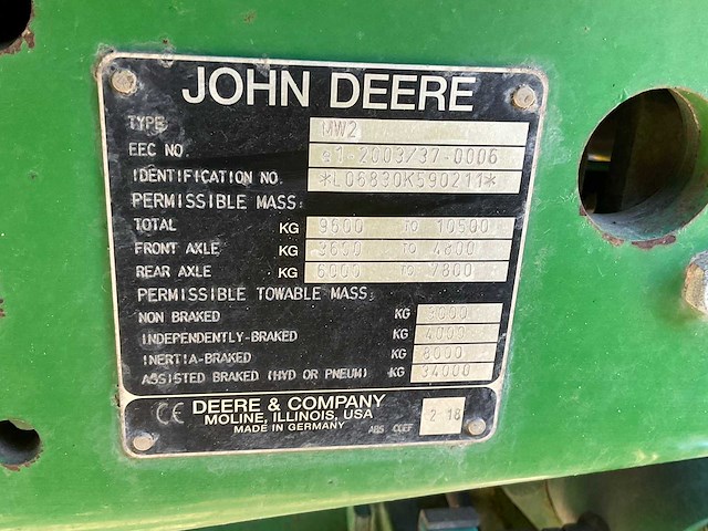2009 john deere 6830 premium mw2 vierwielaangedreven landbouwtractor - afbeelding 18 van  21