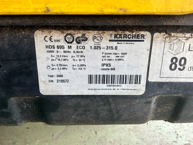 2009 kärcher hds 695m eco hogedrukreiniger - afbeelding 5 van  13