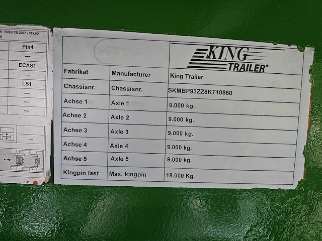 2009 king bp/5 5-assige ballastoplegger – 52.500 kg laadvermogen – tridec gestuurd - afbeelding 3 van  11