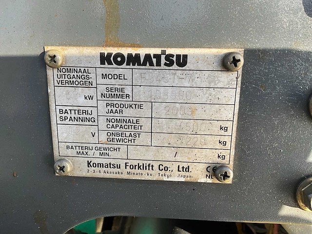 2009 komatsu fg45t - 7 vorkheftruck - afbeelding 21 van  28