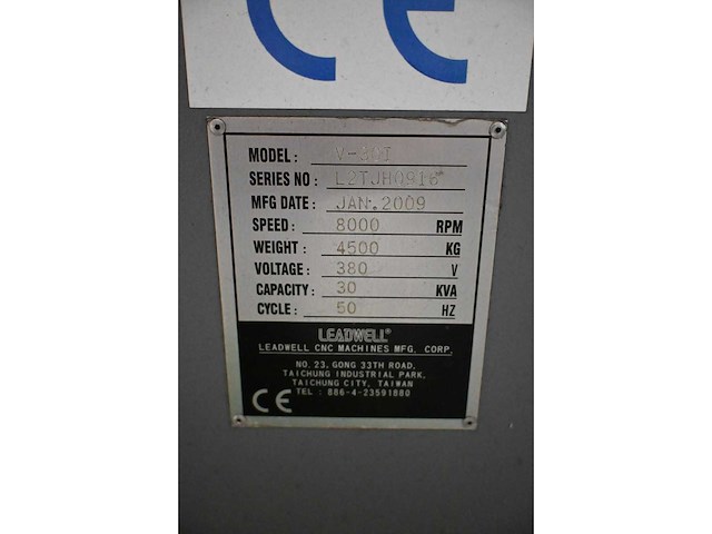 2009 leadwell v-30i 3-assig bewerkingscentrum - afbeelding 7 van  9
