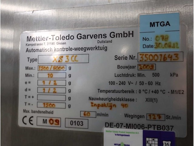 2009 mettler toledo xs 3 cc checkweigher - afbeelding 6 van  6