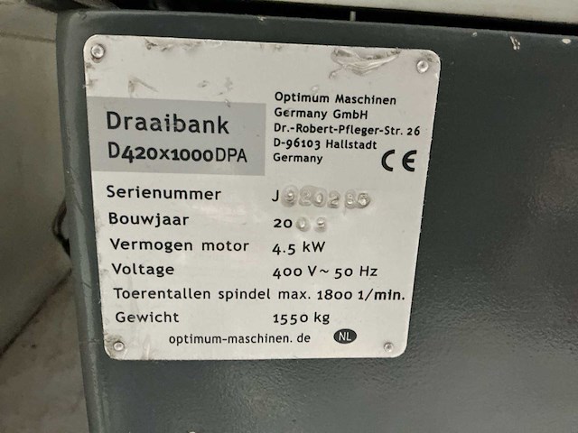 2009 optimum d420x1000dpa bankdraaibank - afbeelding 5 van  12