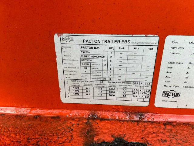2009 pacton txc339 containerchassis oplegger - afbeelding 22 van  33