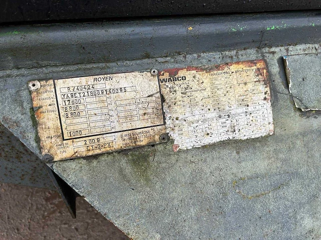 2009 royen r/4042t 2-assige wipkar / plateauaanhangwagen – 17.600 kg – luchtgeveerd - afbeelding 9 van  17