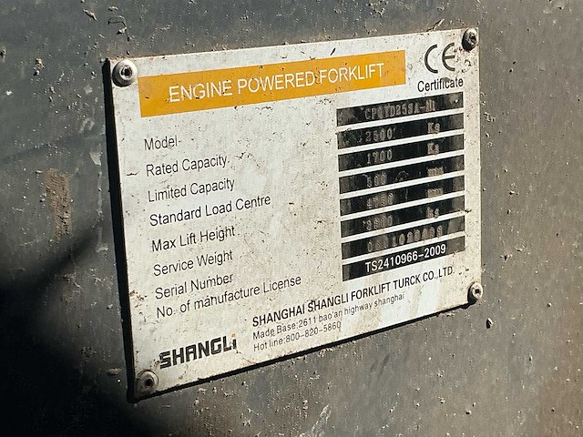 2009 shangli cpqyd25sa-m1 vorkheftruck - afbeelding 9 van  17