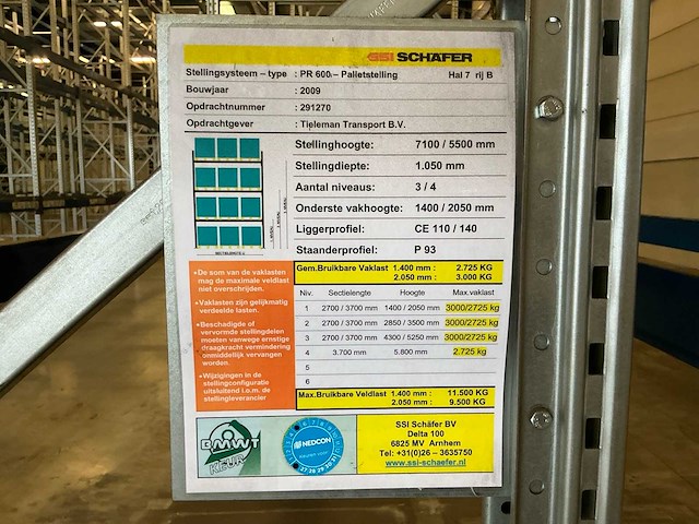 2009 ssi schafer pr600 magazijnstelling (44 secties) - afbeelding 4 van  16