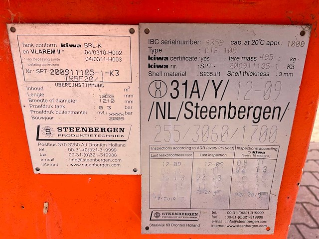 2009 steenbergen cie100 brandstof opslagtank - afbeelding 5 van  13