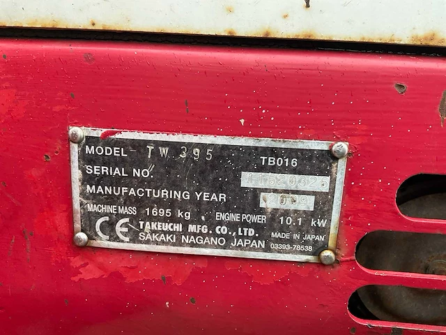 2009 takeuchi tb016 minigraafmachine - afbeelding 7 van  15