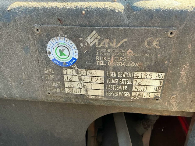 2009 toyota 02-7fd25 vorkheftruck - afbeelding 22 van  31