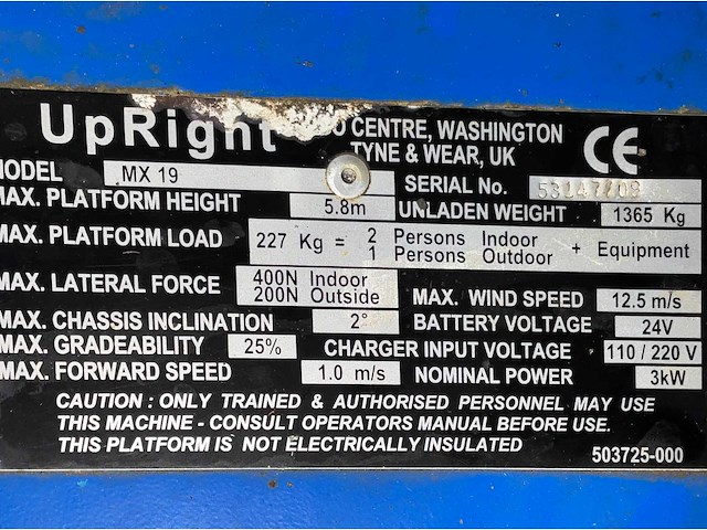 2009 upright mx 19 schaarlift - afbeelding 26 van  32
