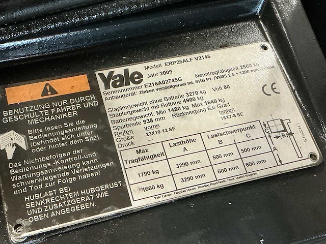 2009 yale erf25alf vorkheftruck - afbeelding 8 van  16