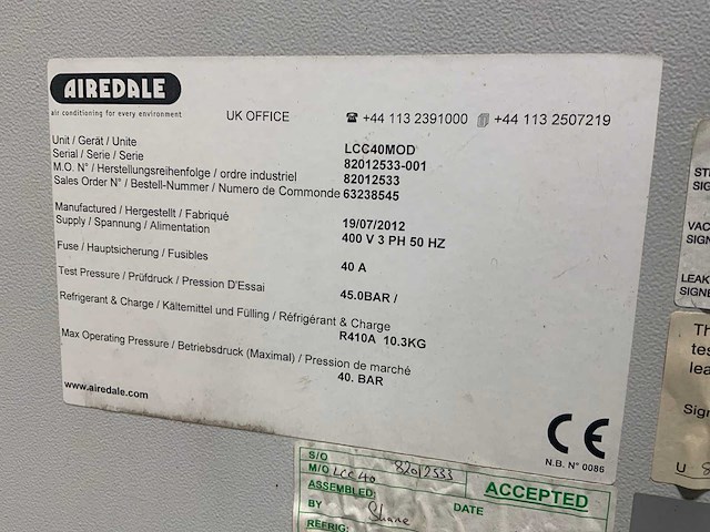 2010 airedale lcc40mod chiller - afbeelding 5 van  6