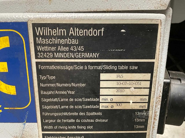 2010 altendorf f45 formaatzaag - afbeelding 10 van  11