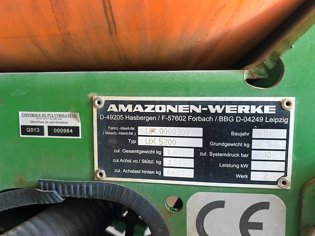 2010 amazone ux 5200 - veldspuit - afbeelding 8 van  16
